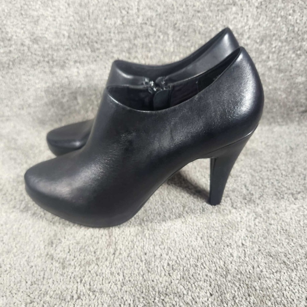 Worthington Erin Ankle Booties Black Leather Platform Stiletto Womens 8.5